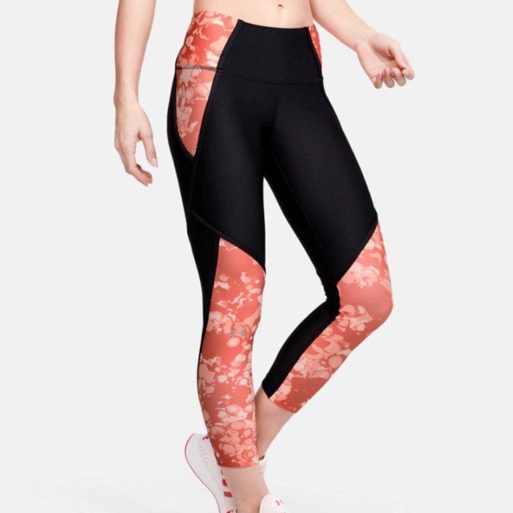 Under Armour Womens Black And Peach Compression Edgelit Ankle Crop Size Medium - Picture 1 of 8
